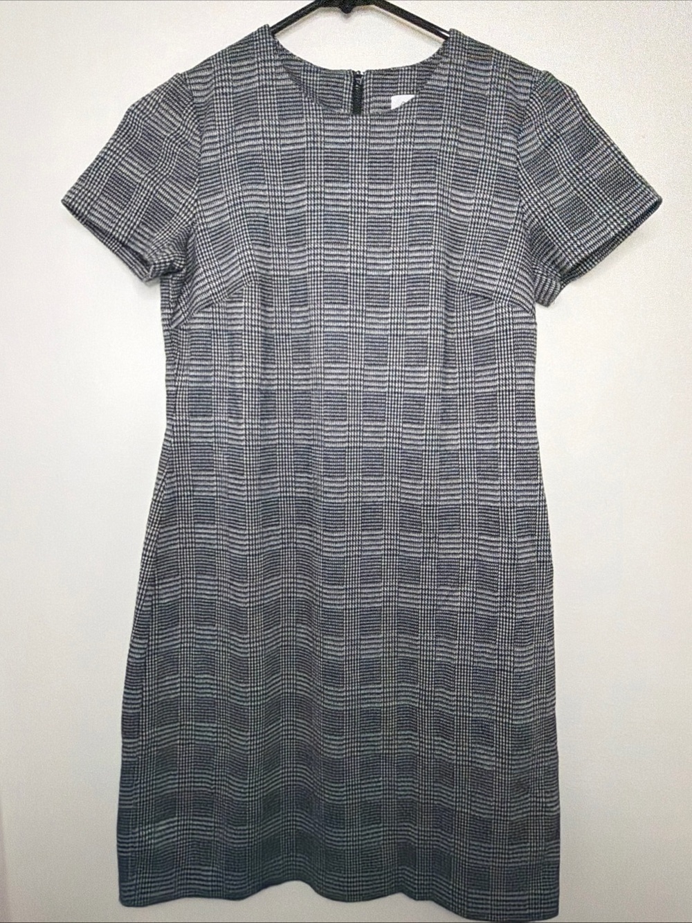 Calvin Klein Gray Houndstooth Short Sleeve Sheath Knit Dress Sz 4